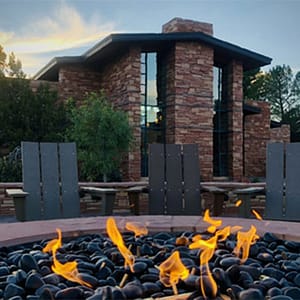 Fire pit and oudoor chairs at the Community Library Sedona