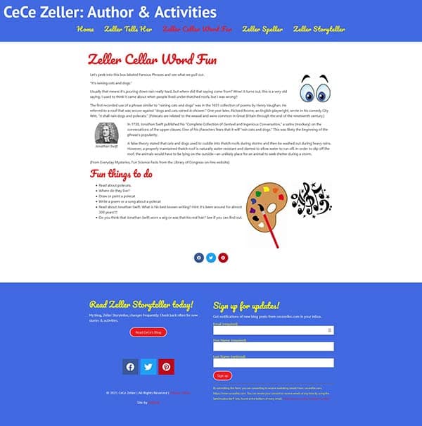 CeCe Zeller web page view